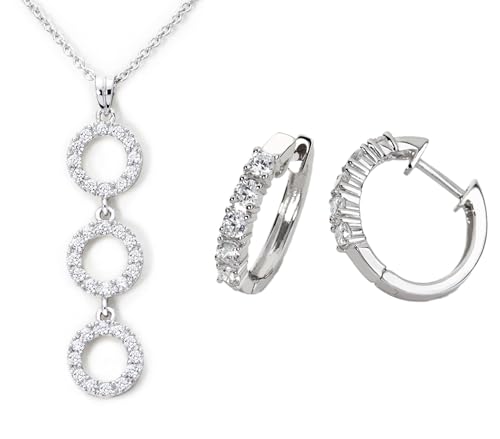 Eye Candy Damen-Schmuckset aus 925 Sterling Silber mit Collier + Ohrringe rhodiniert ECJNL0030CR0019 von Eye Candy