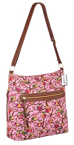 Eye Catch - Damen Umhängetasche Crossbody aus Canvas mit Eulen Muster Deep Pink Eye Catch - Damen Umhängetasche Crossbody aus Canvas mit Eulen Muster Deep Pink von Eye Catch