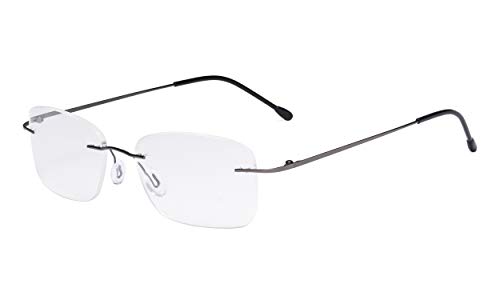 Eyekepper Damen Rahmenlose Brillen - Leichtgewichts- Randlose Brillen Damen Metallisch Blaugrau +1.75 von Eyekepper