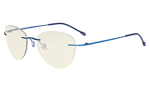 Eyekepper Randlose Gleitsichtbrille Multifokus Lesebrille Blaulichtfilter Damen Pilot Lesebrille - Blau +2.00 von Eyekepper