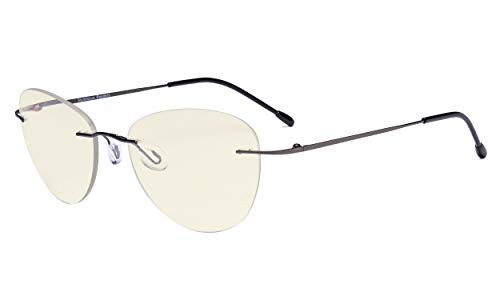 Eyekepper Randlose Gleitsichtbrille Multifokus Lesebrille Blaulichtfilter Damen Pilot Lesebrille - Metallisch Blaugrau +2.50 von Eyekepper