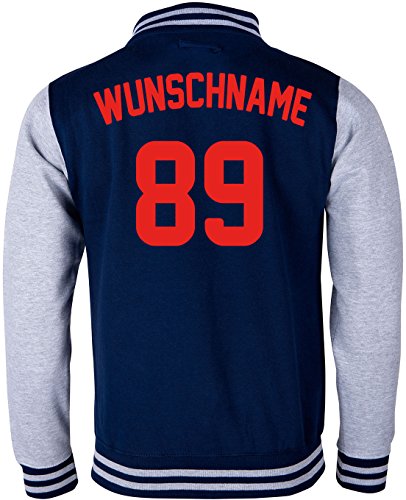 EZYshirt® Damen Herren Kinder College Jacke Athletic mit Wunschnamen und Wunschnummer | Baseball Jacke | von Ezyshirt