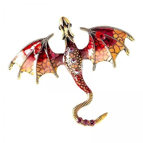 F Fityle 2x Männer Brosche Emaille Drache Brosche Tier Legierung Strass Geburtstagsgeschenk Abzeichen Pin Anhänger Charms für Anzüge Kleidung Jacken Rucksack von F Fityle