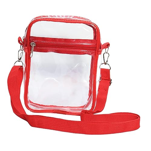 F Fityle Durchsichtige Tasche, Transparente Tasche, Umhängetasche, wasserdichte Geldbörse, Transparente PVC Geldbörse, Durchsichtige Umhängetasche für Sicherhe, rot klein von F Fityle