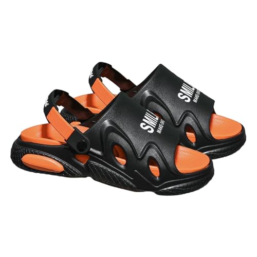 F Fityle Herren Slide Sandalen Sommer EVA Kissen Hausschuhe Casual Hausschuhe für Reisen Wandern, Schwarz Orange 40 41 von F Fityle