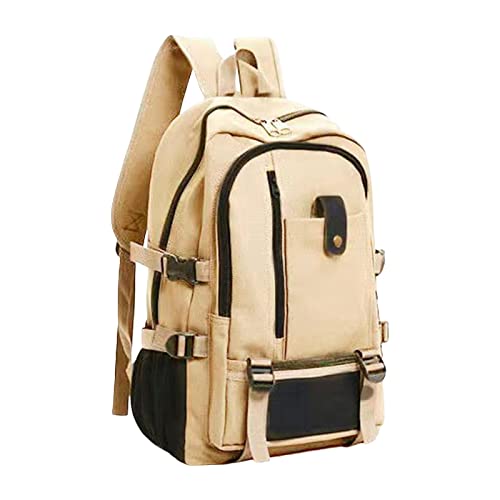 F Fityle Laptop-Rucksack für Herren, passend für 15-Zoll-Notebook, Freizeittasche mit mehreren Taschen, wasserdichte Computertasche für Reisen, Camping, helles Khaki von F Fityle