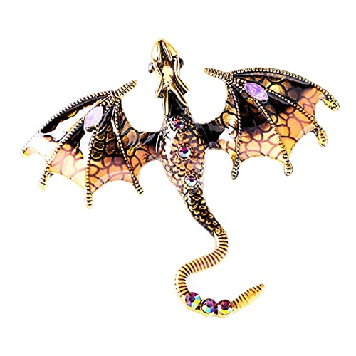 F Fityle Männer Brosche Emaille Drache Brosche Tier Legierung Strass Geburtstagsgeschenk Abzeichen Pin Anhänger Charms für Anzüge Kleidung Jacken Rucksack, BRAUN von F Fityle