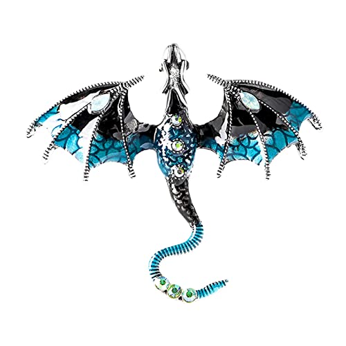 F Fityle Männer Brosche Emaille Drache Brosche Tier Legierung Strass Geburtstagsgeschenk Abzeichen Pin Anhänger Charms für Anzüge Kleidung Jacken Rucksack, Blau von F Fityle