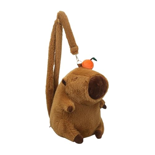 F Fityle Plüschtier Rucksack Kinder, Cute Plush Animal Penguin Backpack, Plush Capybara Backpack, Niedliche Snack-Tasche, Damen-Einkaufstasche, Cartoon Tasche für Snack Handy Kosmetik Geschenk, Braun von F Fityle