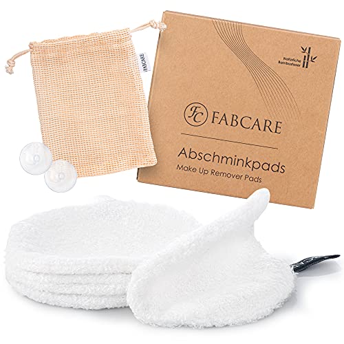 FABCARE Abschminkpads waschbar - Extra dick - DERMATEST: SEHR GUT - Wiederverwendbare Abschminktücher aus Bambusfaser - Make Up Entferner Pads [4 Stück] von FABCARE