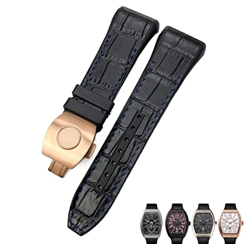 FACDEM Uhrenarmband für Franck Muller, 28 mm, Rindsleder, Silikon, Nylon-Gummi, Faltschnalle, Uhrenarmbänder für Herren, 28mm, Achat von FACDEM