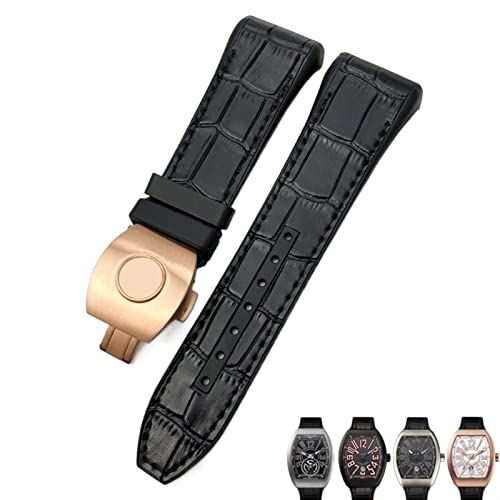 FACDEM Uhrenarmband für Franck Muller, 28 mm, Rindsleder, Silikon, Nylon-Gummi, Faltschnalle, Uhrenarmbänder für Herren, 28mm, Achat von FACDEM