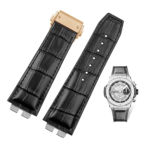 FACDEM Uhrenarmband für Hublot Ubom Big Bang 411 Uhrenarmband aus echtem Leder mit Krokodilprägung, 27–19 mm, 27-19mm, Achat von FACDEM