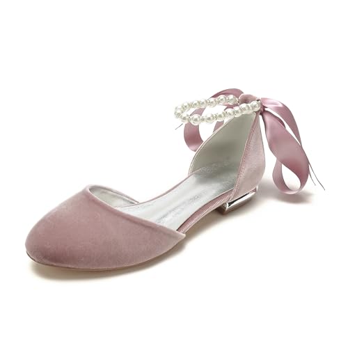 Damen Perle Weiß Hochzeitsschuhe Knöchelriemen Schnalle Braut Hochzeit Party Kleid Pumps Sandalen,Rosa,38 EU von FADUNI