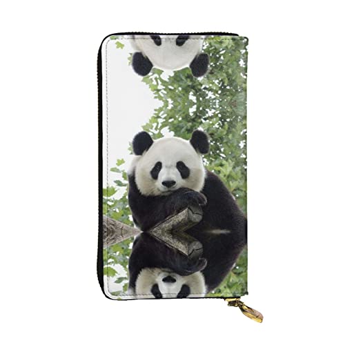 Schwarz Weiß Blume gedruckt Leder Brieftasche, Reißverschluss Kreditkartenetui Unisex Version, Schöne Panda., Einheitsgröße von FAIRAH