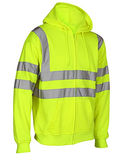 Herren Kapuzen-Sweatshirt, hohe Sichtbarkeit, zweifarbig, Fleece, mit Reißverschluss, Arbeitskleidung, reflektierendes Band, gelb, 3XL Herren Kapuzen-Sweatshirt, hohe Sichtbarkeit, zweifarbig, Fleece, mit Reißverschluss, Arbeitskleidung, reflektierendes Band, gelb, 3XL von FAIRY TRENDZ LTD