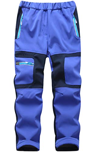 FAIRYRAIN Kinder Jungen Mädchen Winter Warm Softshellhose Regenhose Gefütterte Outdoorhose Wasserabweisend Winddicht Skihose Wanderhose Sporthose L von FAIRYRAIN