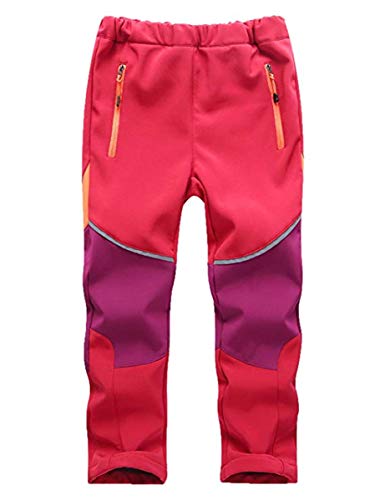 FAIRYRAIN Kinder Jungen Mädchen Winter Warm Softshellhose mit Fleecefütterung Wasserabweisend Winddicht Atmungsaktiv Outdoorhose Skihose Wanderhose Regenhose Sporthose M von FAIRYRAIN