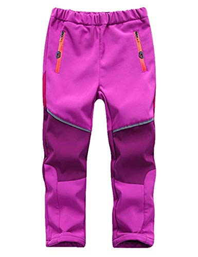 FAIRYRAIN Kinder Jungen Mädchen Winter Warm Softshellhose mit Fleecefütterung Wasserabweisend Winddicht Atmungsaktiv Outdoorhose Skihose Wanderhose Regenhose Sporthose 3XL von FAIRYRAIN