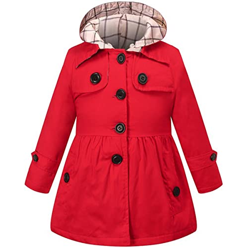 FAIRYRAIN Mädchen Kids Teens Kinder Jacke Trenchcoat Windjacke Übergangsjacke Frühling Trenchcoat Outwear Mantel mit abnehmenbarer Kapuze 150 von FAIRYRAIN