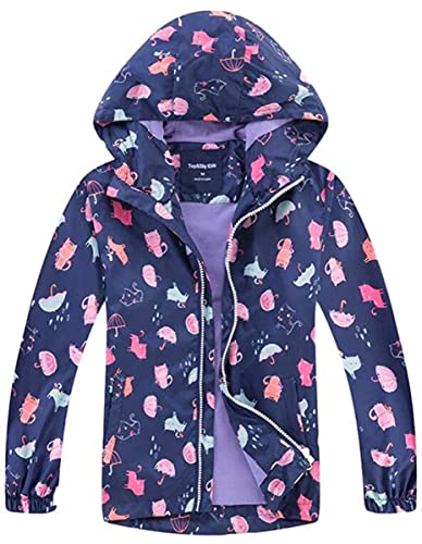 FAIRYRAIN Kinder Mädchen Jacke mit Fleecefütterung Übergangsjacke Winddicht Regenjacke Softshelljacken Kapuzenjacke Wanderjacke Outdoorjacke 120 von FAIRYRAIN