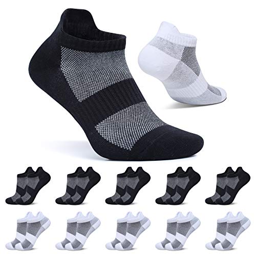 FALARY Kurze Socken Damen 39-42 Sneaker Socken Herren Sportsocken Schwarz Weiß 10 Paar Baumwolle Atmungsaktive Laufsocken Unisex von FALARY