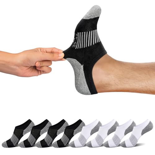 FALARY Sneaker Socken Damen 35-38 Schwarz Weiß Socken Herren 8 Paar Sportsocken Unsichtbare Füßlinge Damen Kurze Socken Baumwolle Laufsocken Socks Women von FALARY