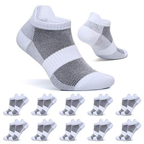 FALARY Sneaker Socken Damen 39-42 Kurze Socken Weiß Herren Sportsocken 10 Paar Baumwolle Atmungsaktive Laufsocken Unisex von FALARY