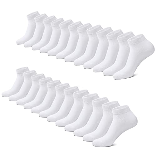 FALARY Sneaker Socken Herren Damen 12 Paar Kurze Halbsocken Baumwolle-Weiß-35-38 von FALARY