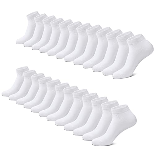 FALARY Sneaker Socken Herren Damen 12 Paar Kurze Halbsocken Baumwolle-Weiß-47-50 von FALARY