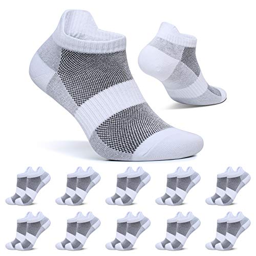 FALARY Sneaker Socken Weiß 35-38 Herren Kurze Socken Damen 10 Paar Sportsocken Baumwolle Atmungsaktive Laufsocken Unisex von FALARY