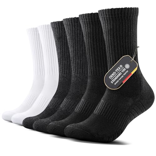 FALARY Damen Socken 35-38 Baumwolle Tennissocken Damen 35-38 Warm Wintersocken Wandersocken Sportsocken Laufsocken Damensocken Frotteesocken Funktionssocken Atmungsaktiv 6 Paar(Mix,S) von FALARY