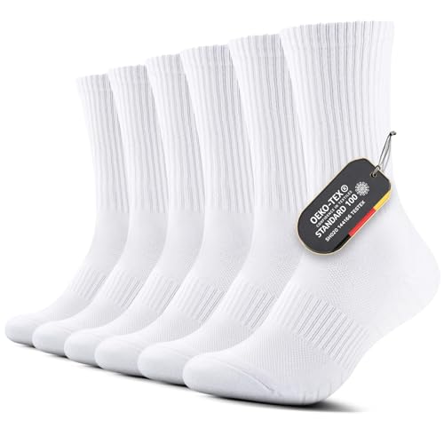 FALARY Socken Herren 47-49 Weiß Warm Wandersocken Tennissocken Sportsocken Laufsocken Herren Wintersocken Frotteesocken Herrensocken Baumwollsocken Funktionssocken für Outdoor Running 6 Paar von FALARY