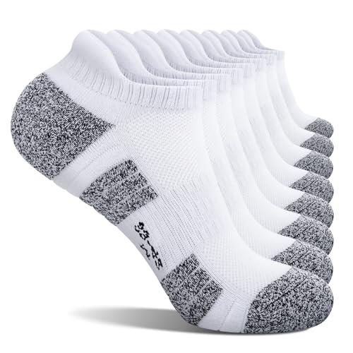 FALARY Sportsocken Herren Sneakersocken Damen 47-50 Weiß Herrensocken Socken Damen Baumwollsocken Laufsocken Halbsocken 8 Paar von FALARY