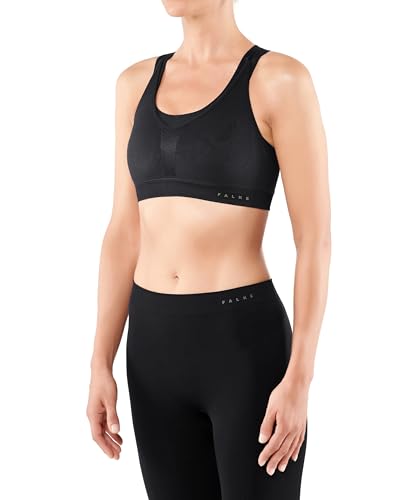 FALKE Damen Sport-BH Cross Back Medium Support - Bra Top aus Funktionsfaser mit Ringerrücken, für verschiedene Cupgrößen, 1 Stück, Bustier in schwarz (black 3000), Größe: S von FALKE