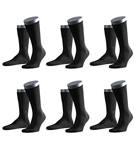 FALKE Herren Business-Socken Tiago 14662 6 Paar, Farbe:Schwarz;Sockengröße:41-42;Artikel:-3000 black von FALKE