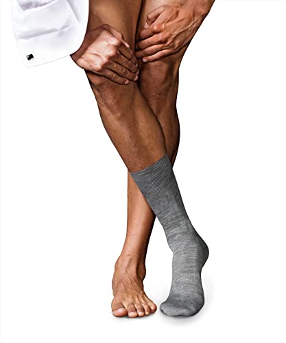 FALKE Herren Socken No. 6 M SO Wolle Seide einfarbig 1 Paar, Grau (Light Grey Melange 3388), 45-46 von FALKE