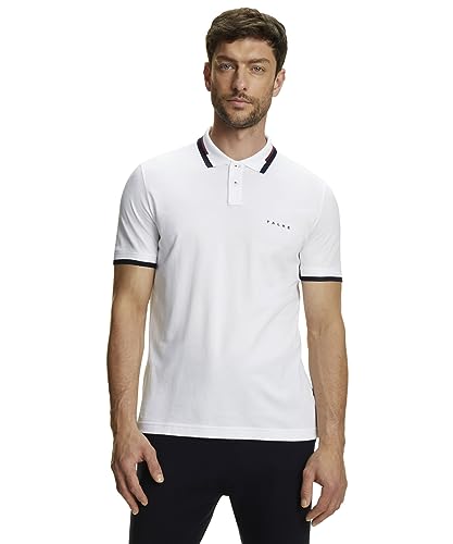 FALKE Herren Polohemd Basic Polo Shirt Colour Edge M PL Baumwolle weich hautfreundlich 1 Stück, Weiß (White 2000), S von FALKE