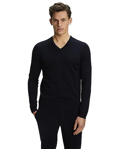 FALKE Herren Pullover Basic New Merino V-Neck M PU Wolle weich hautfreundlich 1 Stück, Blau (Night Sky 6437), 3XL von FALKE