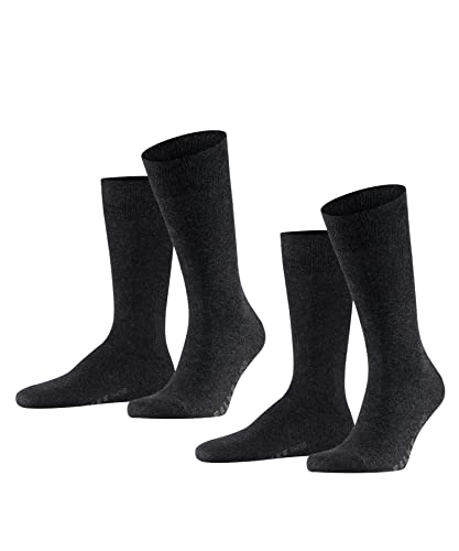 FALKE Herren Socken Swing 2-Pack M SO Baumwolle einfarbig 2 Paar, Grau (Anthracite Melange 3080), 39-42 von FALKE