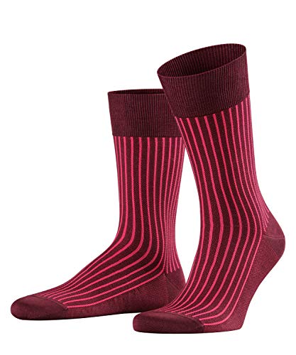 FALKE Men Oxford Stripe Socks - Cotton Blend, Red (Barolo 8596), UK 10-11 (Manufacturer size: 45-46), 1 Pair von FALKE