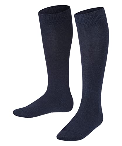 FALKE Unisex Kinder Kniestrümpfe Family K KH nachhaltige biologische Baumwolle lang einfarbig 1 Paar, Blau (Navy Blue Melange 6490) neu - umweltfreundlich, 27-30 von FALKE