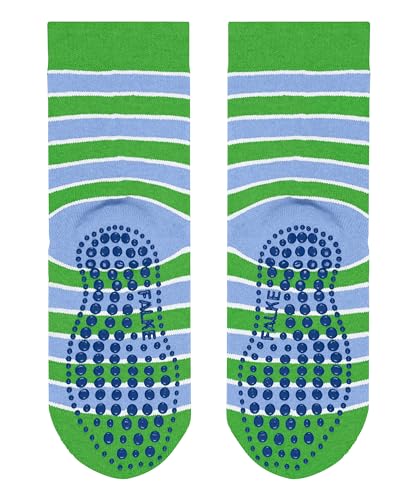 FALKE Unisex Kinder Stoppersocken Simple Stripes K HP Baumwolle rutschhemmende Noppen 1 Paar, Grün (Vivid Green 7231) neu - umweltfreundlich, 35-38 von FALKE