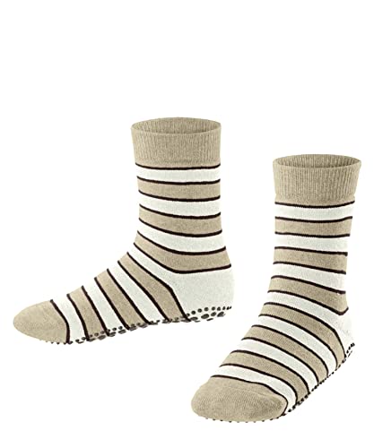 FALKE Unisex Kinder Hausschuh-Socken Simple Stripes K HP Baumwolle rutschhemmende Noppen 1 Paar, Beige (Sand Melange 4650) neu - umweltfreundlich, 39-42 von FALKE