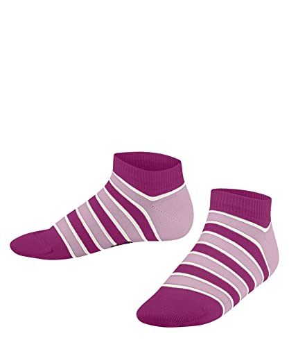FALKE Unisex Kinder Sneakersocken Simple Stripes K SN Baumwolle kurz gemustert 1 Paar, Rosa (Gloss 8550), 27-30 von FALKE