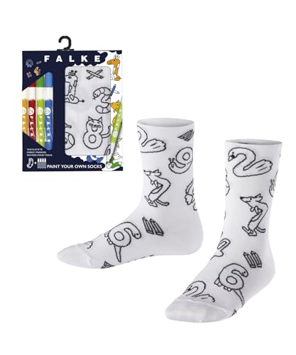 FALKE Unisex Kinder Socken Animal Numbers Paint Set K SO Baumwolle gemustert 1 Paar, Weiß (White 2000), 35-38 von FALKE