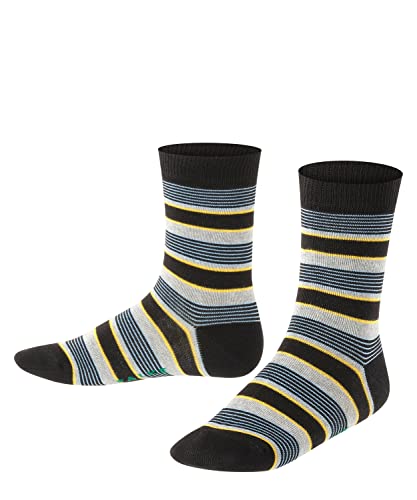 FALKE Unisex Kinder Socken Mixed Stripe, Baumwolle, 1 Paar, Schwarz (Black 3000), 35-38 von FALKE