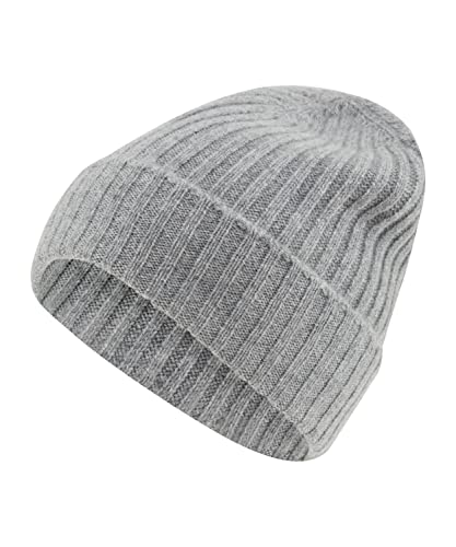 FALKE Unisex Beanie-Mütze Basic Ribbed U BE Kaschmir schnelltrocknend warm 1 Stück, Grau (Light Grey Melange 3390), OneSize von FALKE