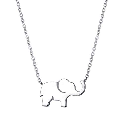 Elefant Anhänger Kette Schmuck für Damen Mädchen Kinder 925 Sterling Silber Weiß Vergoldet - Verstellbar Armkette: 40 + 5 cm von FANCIME