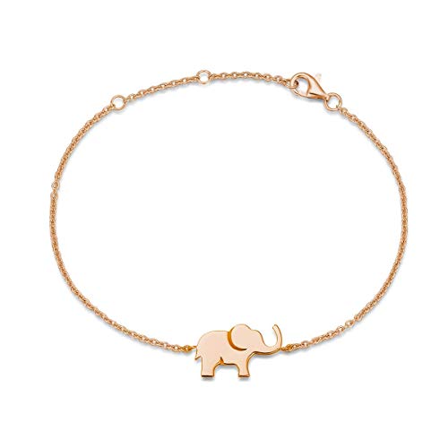 Elefant Armband Schmuck für Damen Mädchen Kinder 925 Sterling Silber Rosegold Vergoldet - Verstellbar Armkette 15 + 3 cm von FANCIME